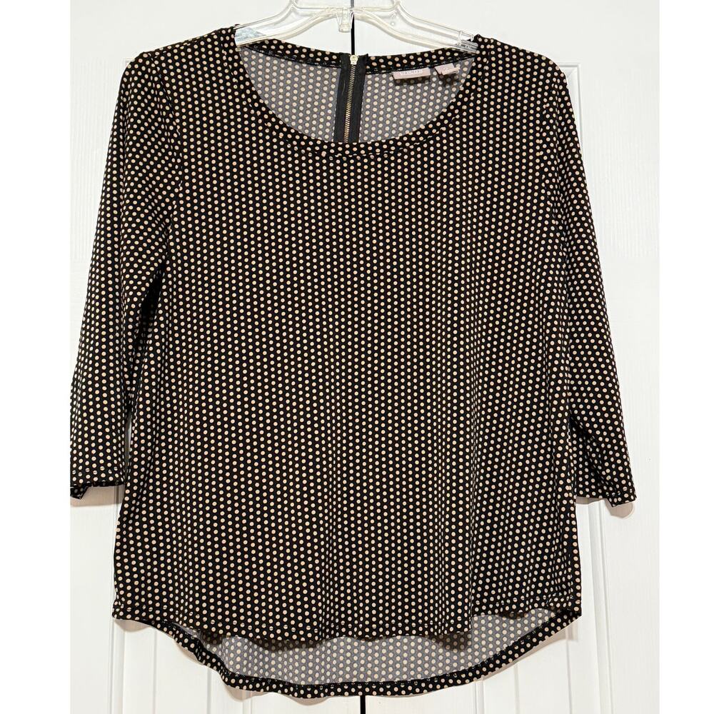 Chico's Polka Dot Pullover Top, Black, Size 2